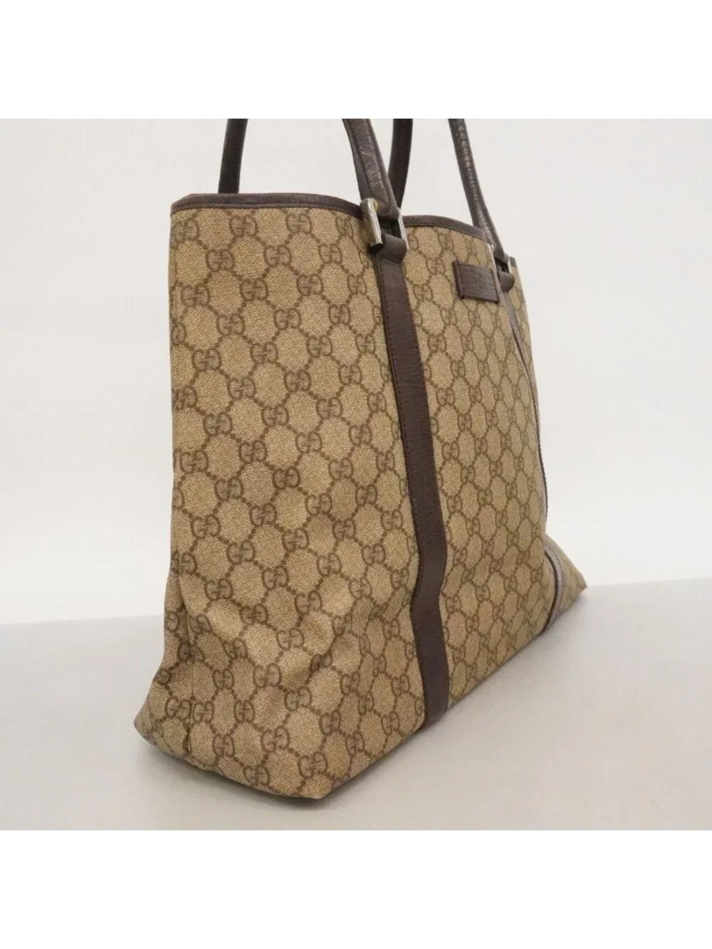 Gucci Tote GG Supreme Brown Silver